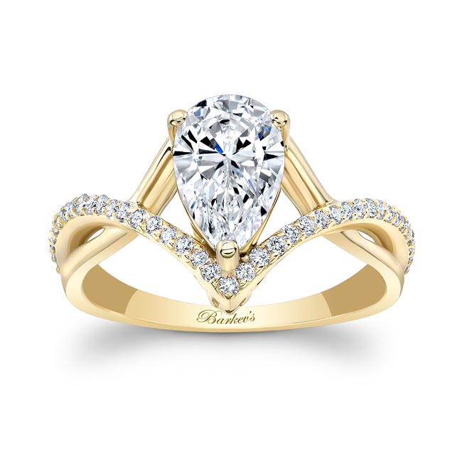 Barkev's 14K Yellow Gold Unique Pear Shaped Engagement Ring 8168L