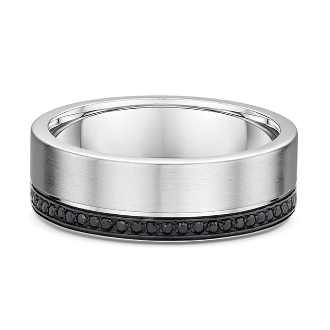 Offset Black Diamond Wedding Band 577A11