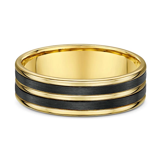 Carbon Fiber Men's Inlay Yellow Gold Wedding Band 596B00