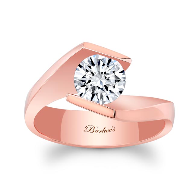 Barkev's 14K Rose Gold Tension Solitaire Ring 8193L