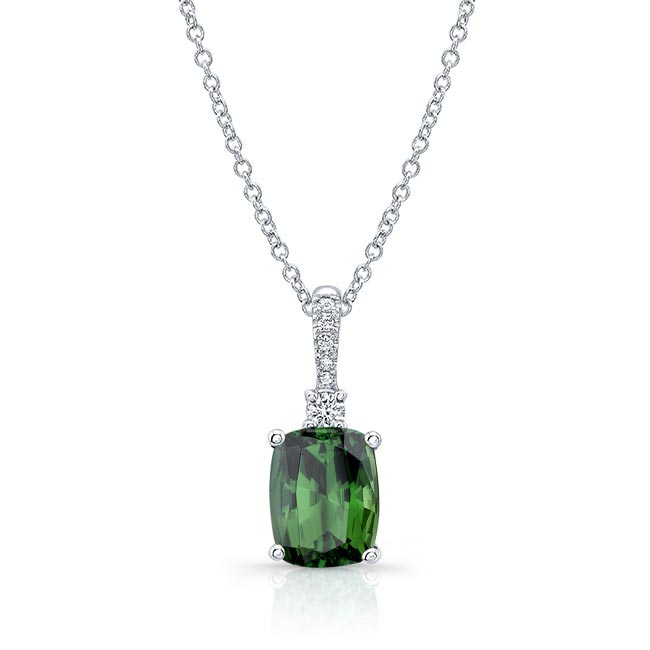 Barkev's Cushion Green Tourmaline And Diamond Necklace GT-8175N