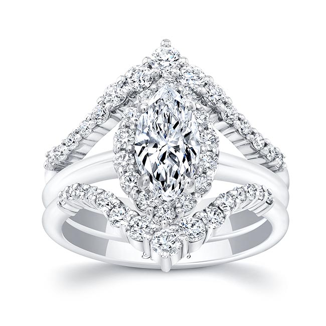 Barkev's Marquise Cut Diamond Wedding Set With 2 Bands 8332S2