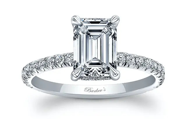 Emerald cut lab grown diamond engagement ring from Barkev's