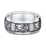 Engraved Diamond Wedding Band