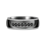 7mm Milgrain Edge Black Diamond And Tantalum Wedding Band
