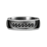 7mm Milgrain Edge Black Diamond And Tantalum Wedding Band