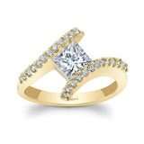 Sideways Princess Cut Lab Diamond Engagement Ring