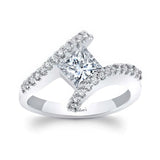 Sideways Princess Cut Lab Diamond Engagement Ring
