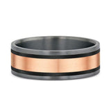 Men's Rose Gold And Carbon Fiber Trim Wedding Band