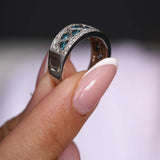 Blue And White Diamond Wedding Band