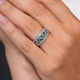 Blue And White Diamond Wedding Band