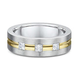 Two Tone Princess Cut Diamond Wedding Band