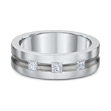 Two Tone Princess Cut Diamond Wedding Band