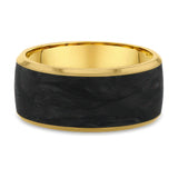 10mm Textured Carbon Fiber and Yellow Gold Band