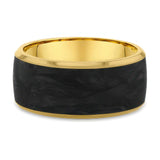 10mm Textured Carbon Fiber and Yellow Gold Band