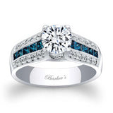 Vintage Milgrain Blue Diamond Accent Engagement Ring