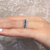 Three Row Blue And White Diamond Wedding Band