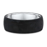 8mm Textured Carbon Fiber and White Gold Band