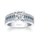 Vintage Round Blue Diamond Accent Moissanite Ring