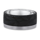 10mm Brushed Carbon Fiber and White Gold Wedding Band