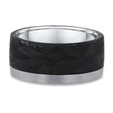 10mm Brushed Carbon Fiber and White Gold Wedding Band