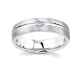 Mens Grooved Diamond Wedding Band