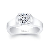 Squared Band Moissanite Solitaire Ring