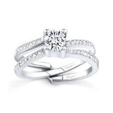 Half Carat Moissanite Interlock Pave Bridal Set