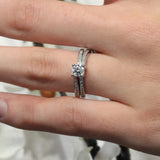 Half Carat Moissanite Interlock Pave Bridal Set