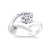 Unique Wire Trim Round Moissanite Solitaire Ring