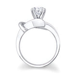 Unique Wire Trim Round Moissanite Solitaire Ring