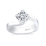 Simple Square Shank Round Moissanite Solitaire Ring