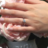 Simple Square Shank Round Moissanite Solitaire Ring