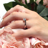 Simple Square Shank Round Moissanite Solitaire Ring
