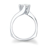 Simple Square Shank Round Moissanite Solitaire Ring