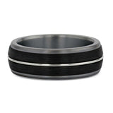 Men's Carbon Fiber And White Gold Trim Wedding Band