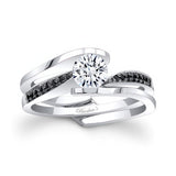 Interlocking Black Diamond Accent Moissanite Bridal Set