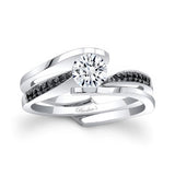 Interlocking Black Diamond Accent Bridal Set