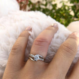 Half Carat Moissanite Milgrain Interlocking Bridal Set