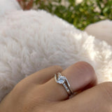 Half Carat Moissanite Milgrain Interlocking Bridal Set