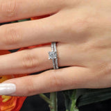 Thin Half Carat Moissanite Bridal Set