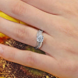 Moissanite Milgrain Pave Engagement Ring