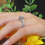 Moissanite Milgrain Pave Engagement Ring