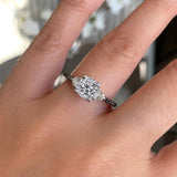 3 Stone Black Diamond Accent Ring