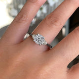 3 Stone Lab Diamond Ring With Black Diamond Accents