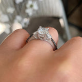 3 Stone Black Diamond Accent Ring