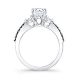 3 Stone Lab Diamond Ring With Black Diamond Accents