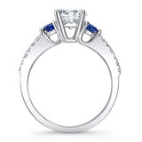 3 Stone Blue Sapphire And Lab Diamond Ring