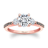 3 Stone Lab Diamond Ring With Black Diamond Accents