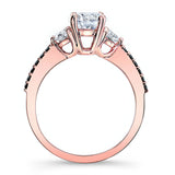 3 Stone Black Diamond Accent Ring